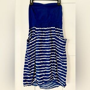 Xhilaration Navy Striped Strapless Mini Dress, Size Large